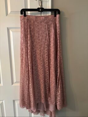 Dusty Rose Lace High-Low Skirt — Feminine Occasion Wear